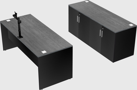 Parallel desk with credenza