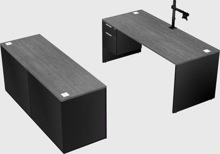 Parallel desk with credenza