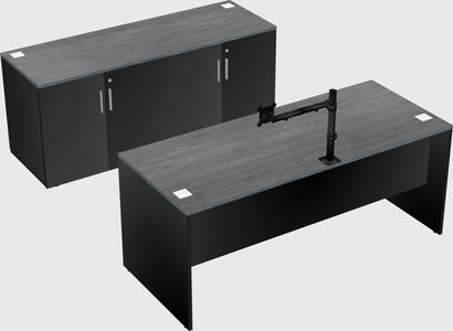 Parallel desk with credenza