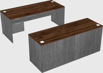 Parallel desk with credenza