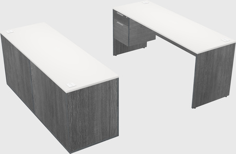 Bureau parallèle avec crédence