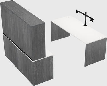Parallel desk with credenza