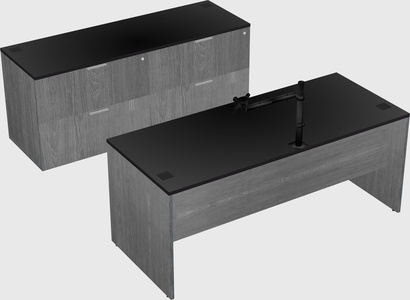 Parallel desk with credenza