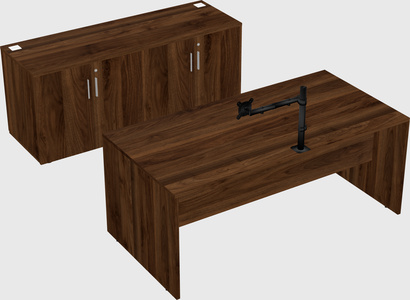 Parallel desk with credenza