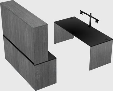 Parallel desk with credenza