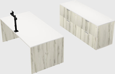 Parallel desk with credenza