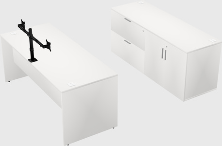 Bureau parallèle avec crédence