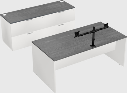 Parallel desk with credenza