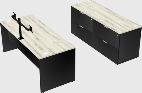 Parallel desk with credenza