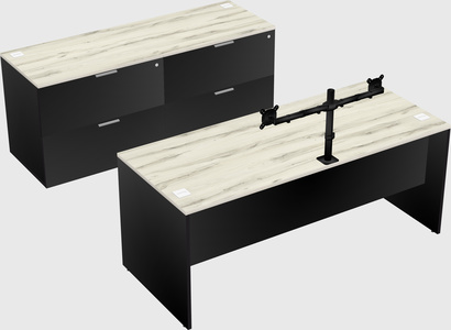 Parallel desk with credenza