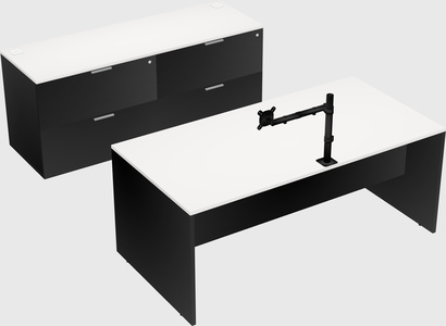 Parallel desk with credenza