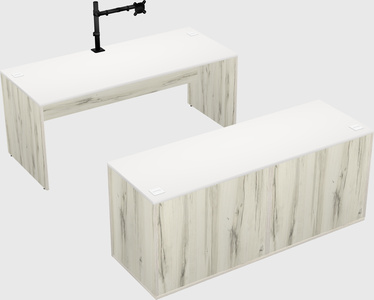 Parallel desk with credenza