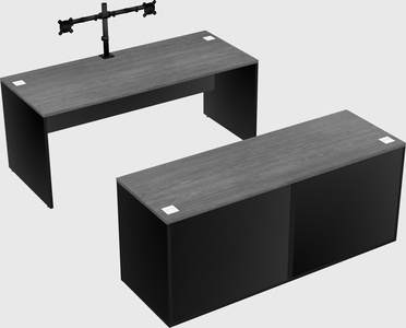 Parallel desk with credenza