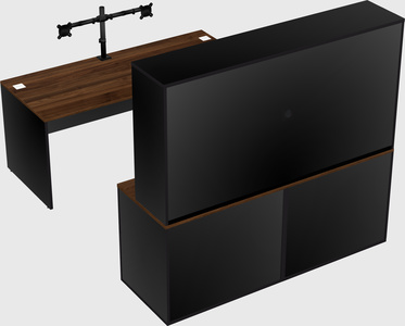 Bureau parallèle avec crédence