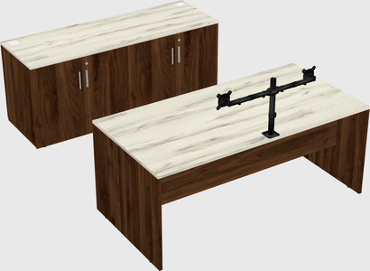 Parallel desk with credenza