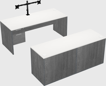 Parallel desk with credenza