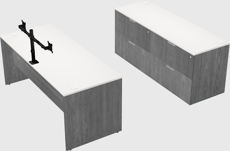 Parallel desk with credenza
