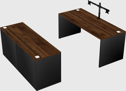 Parallel desk with credenza