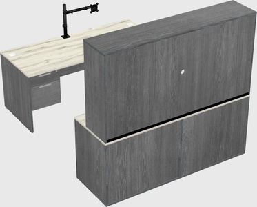 Bureau parallèle avec crédence