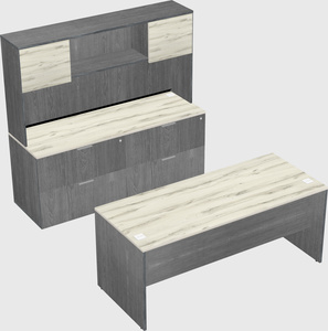 Parallel desk with credenza