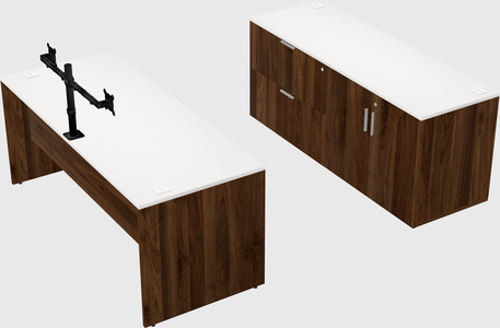 Parallel desk with credenza