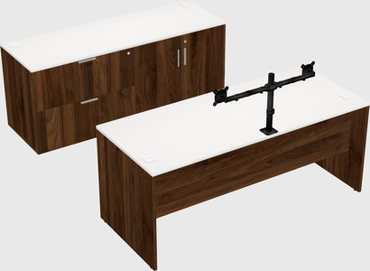 Parallel desk with credenza