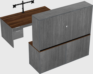 Bureau parallèle avec crédence