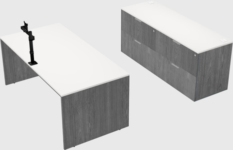 Parallel desk with credenza