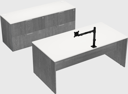 Parallel desk with credenza