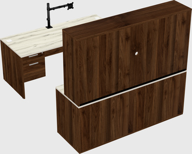 Parallel desk with credenza