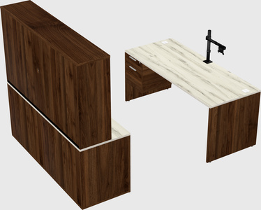 Parallel desk with credenza