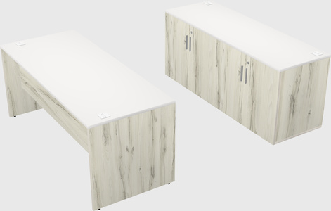 Parallel desk with credenza