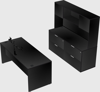 Parallel desk with credenza
