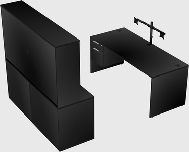 Parallel desk with credenza