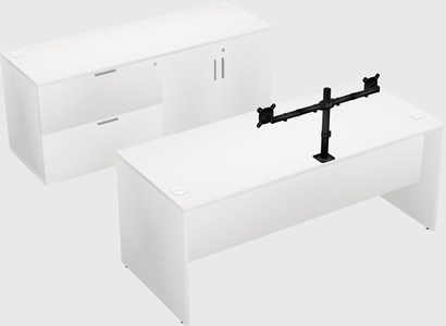Parallel desk with credenza