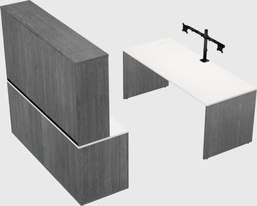 Parallel desk with credenza