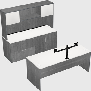 Parallel desk with credenza