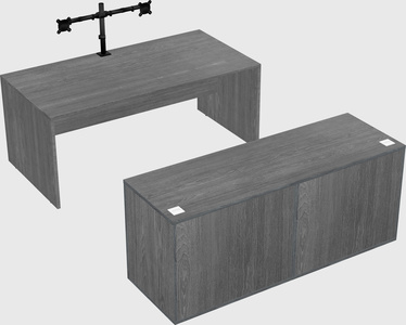 Parallel desk with credenza