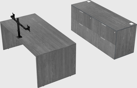 Parallel desk with credenza