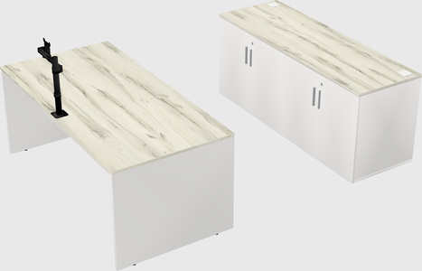 Parallel desk with credenza