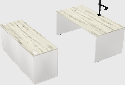 Parallel desk with credenza