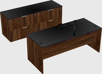 Parallel desk with credenza
