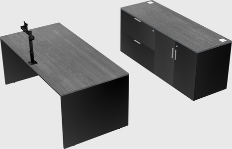 Bureau parallèle avec crédence