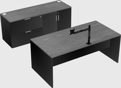 Bureau parallèle avec crédence