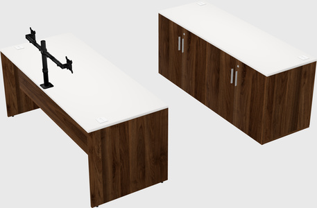Parallel desk with credenza