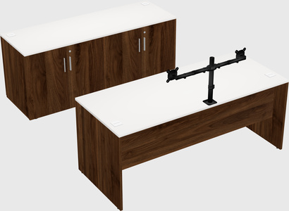 Parallel desk with credenza
