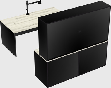 Parallel desk with credenza
