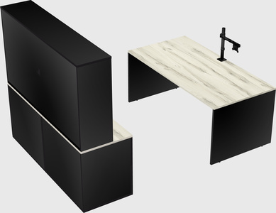 Parallel desk with credenza