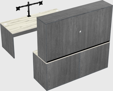 Parallel desk with credenza