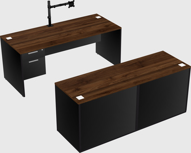 Parallel desk with credenza